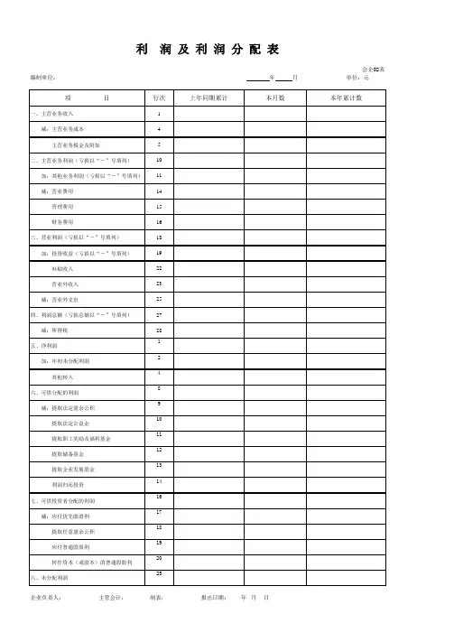 利润及损益表