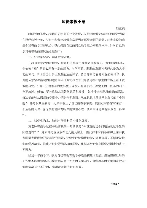 师徒带教小结 2