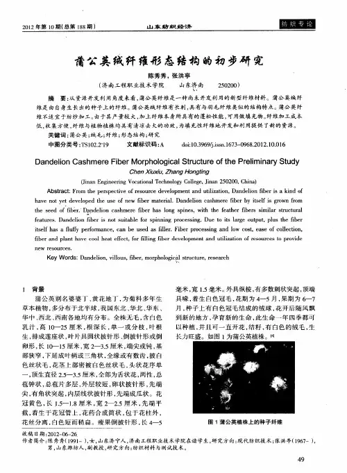 蒲公英绒纤维形态结构的初步研究