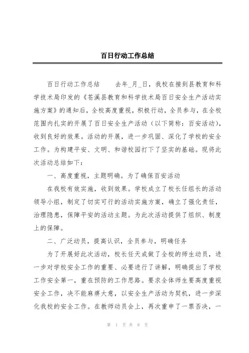 百日行动工作总结
