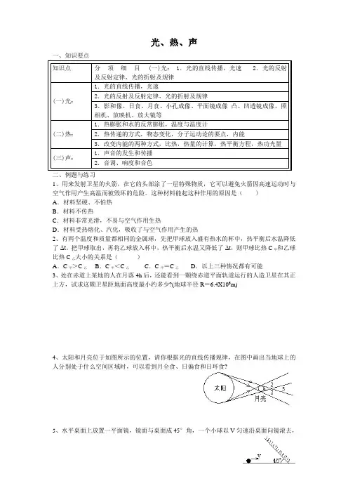 初中物理竞赛——声光热