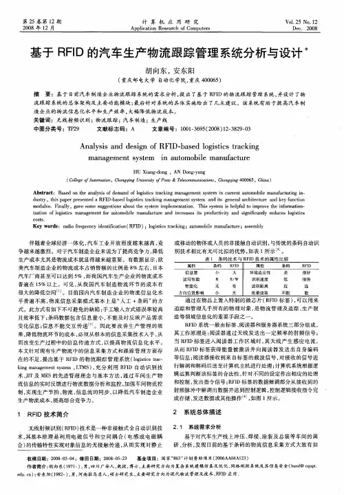 基于RFID的汽车生产物流跟踪管理系统分析与设计