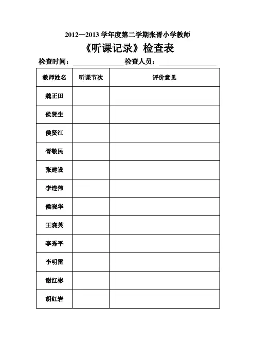 听课记录检查表