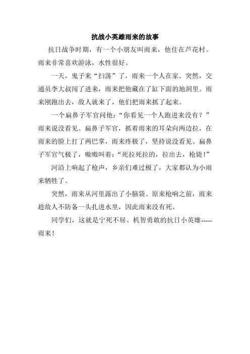 抗战小英雄雨来的故事
