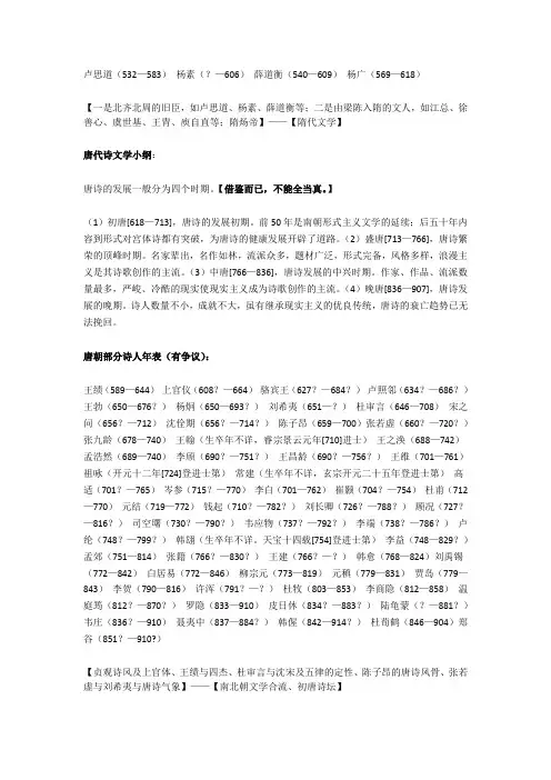 古代文学考试总结