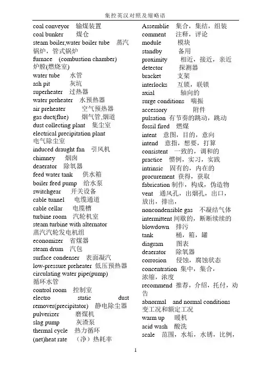 集控英汉对照及缩略语