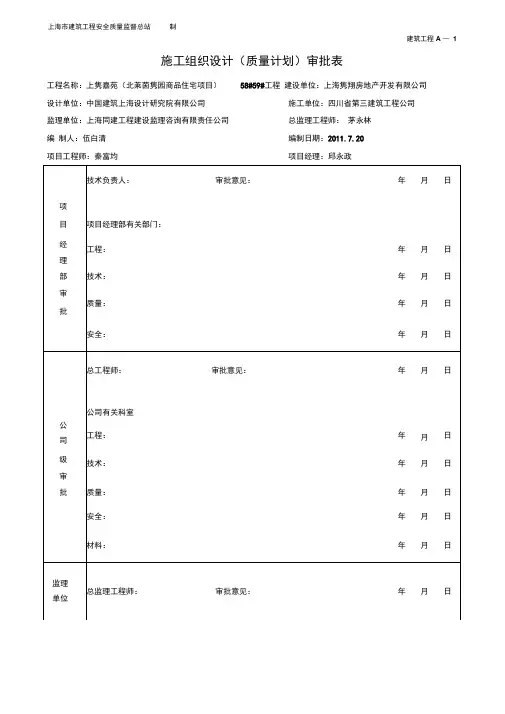 施工组织设计(质量计划)审批表
