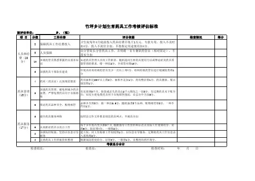 药具工作考核标准