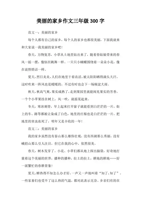 美丽的家乡作文三年级300字