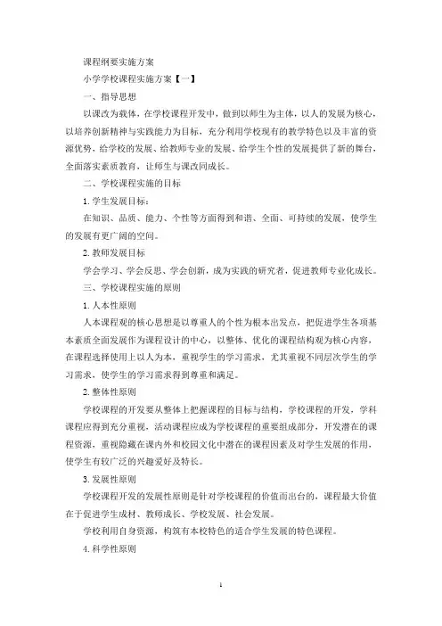 最新课程纲要实施方案