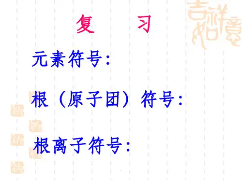 常见元素根符号化合价