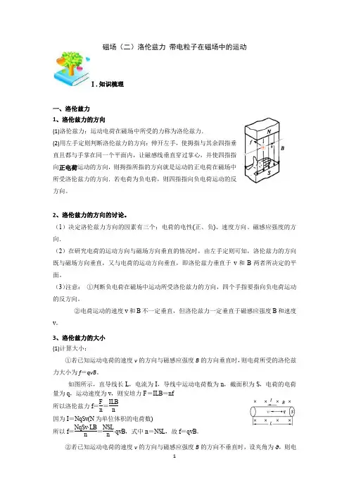 高二物理 洛伦兹力、带电粒子在磁场中的运动(解析版)