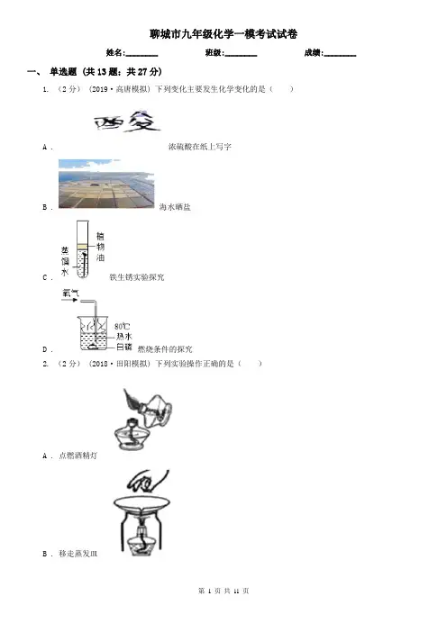 聊城市九年级化学一模考试试卷