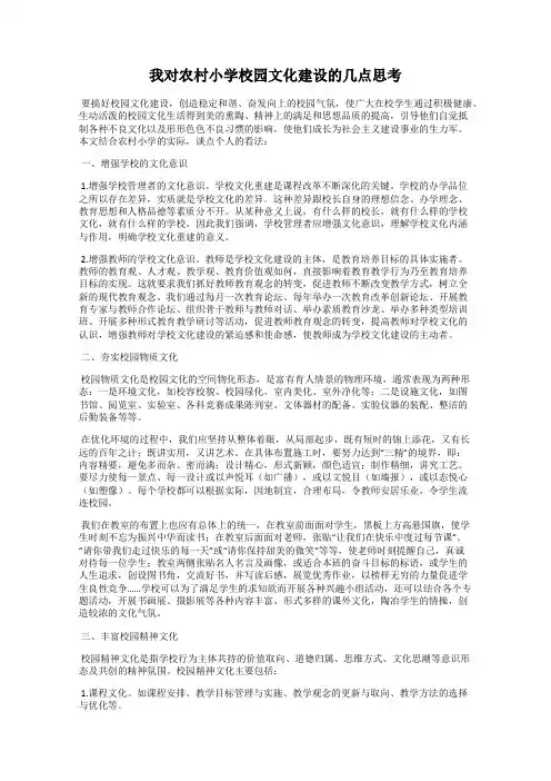 我对农村小学校园文化建设的几点思考
