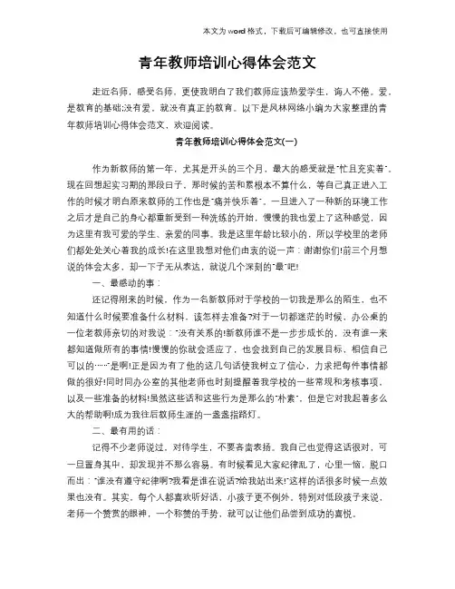 2018年青年教师培训心得体会学习参考模板范文下载