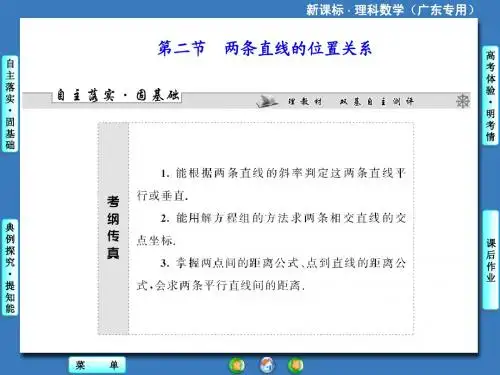 2014届高三一轮复习《课堂新坐标》理科数学(人教A版)第八章第二节两条直线的位置关系