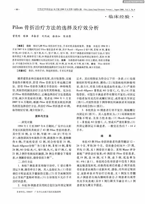 Pilon骨折治疗方法的选择及疗效分析