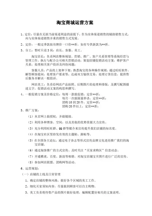 天猫店运营方案