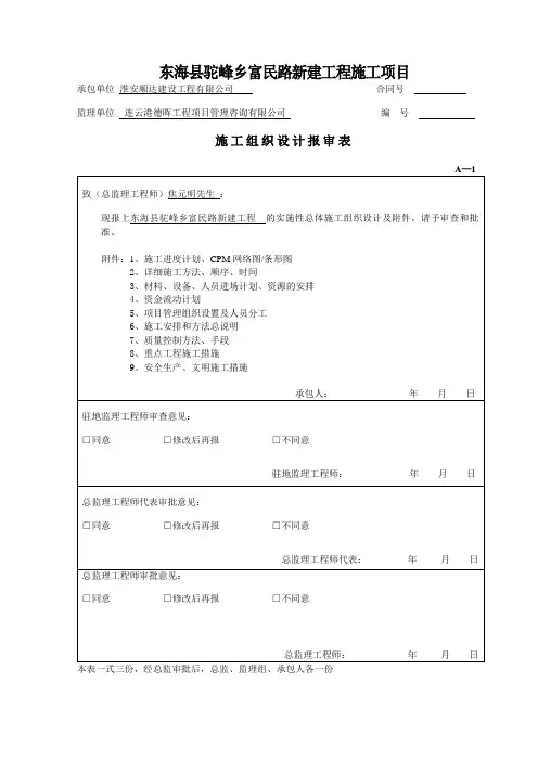 (A表)开工申请单