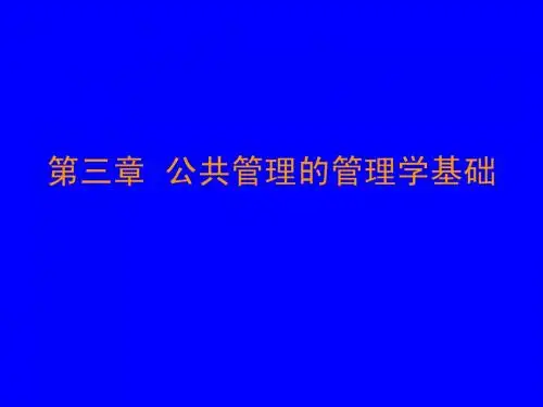 第三章 公共管理的管理学基础