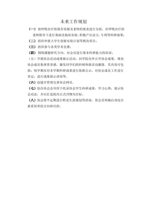 未来工作规划
