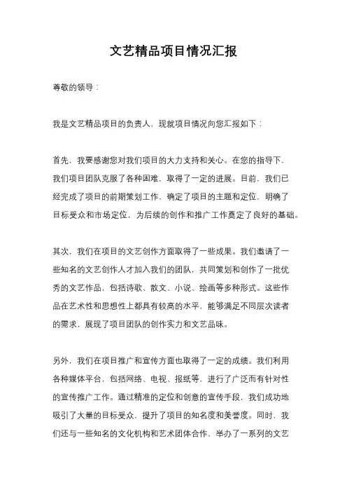 文艺精品项目情况汇报