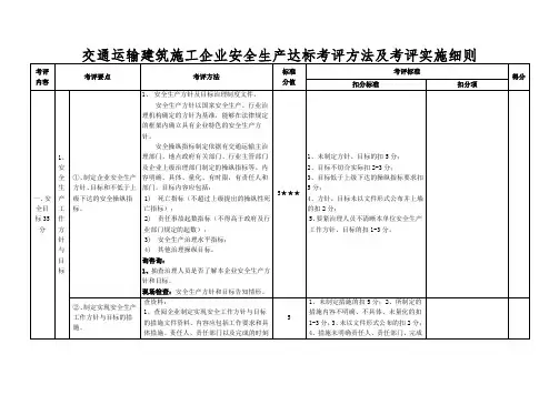 交通运输建筑施工企业安全生产达标考评方法及考评实施细则