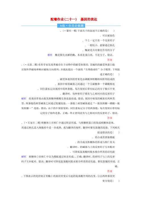 2020高考生物一轮复习配餐作业21基因的表达含解析