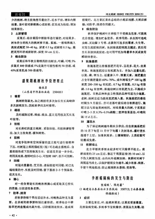 盛果期桃树秋季管理要点