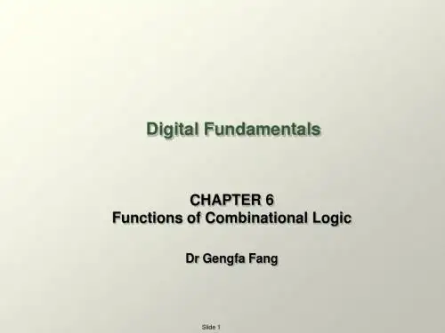 Week 6 Functions of Combinational Logic