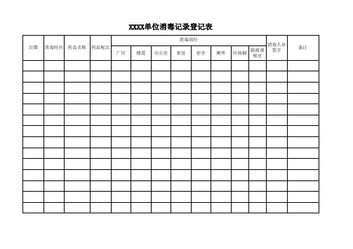 消毒记录表模板