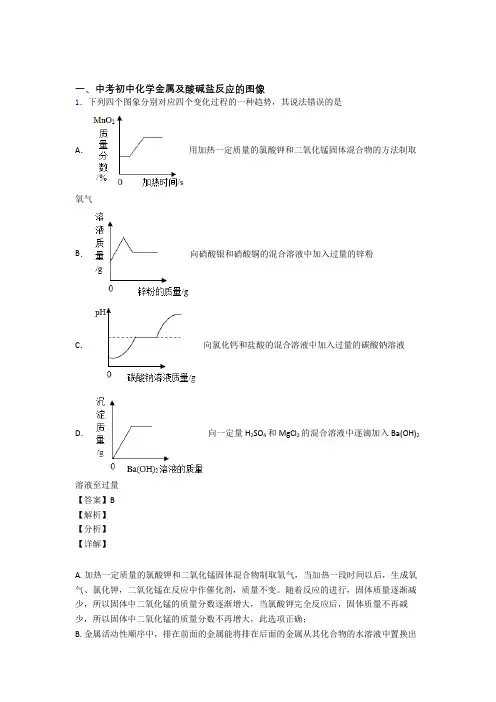 中考化学压轴题专题金属及酸碱盐反应的图像的经典综合题附答案