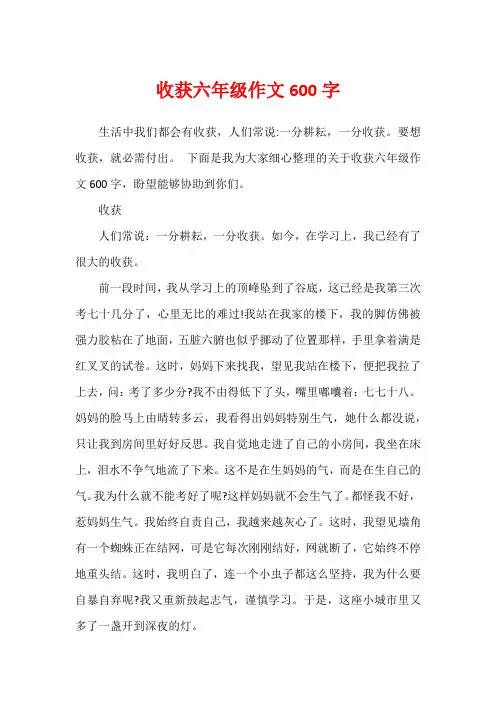 收获六年级作文600字