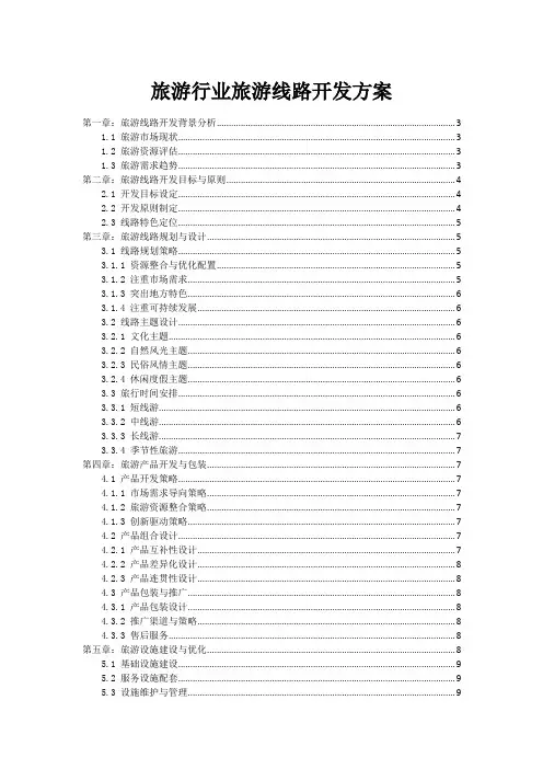 旅游行业旅游线路开发方案