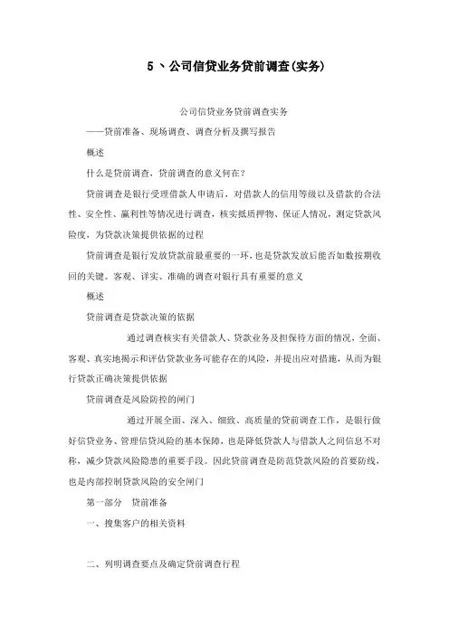 5丶公司信贷业务贷前调查(实务)