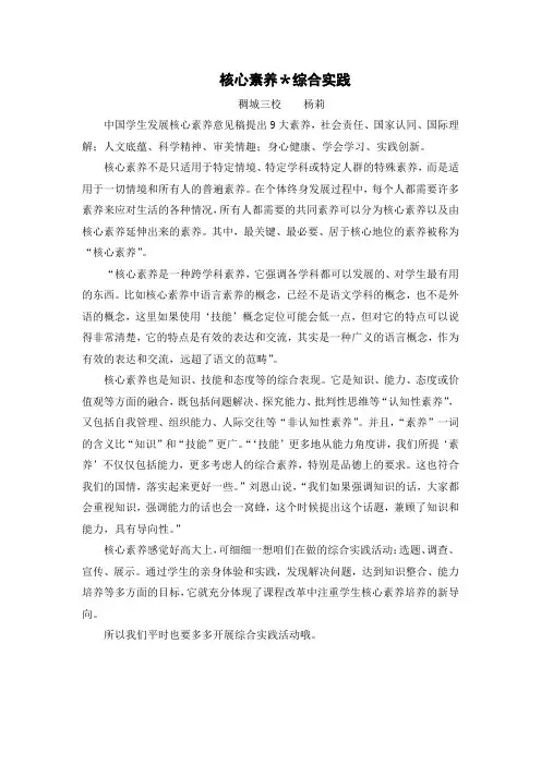 核心素养＊综合实践