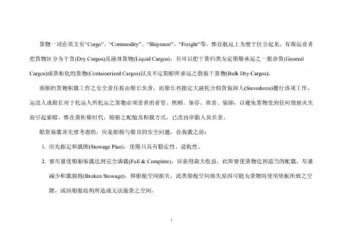 主要出口货物中英文品名对照