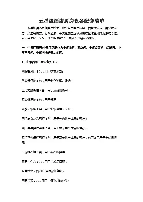 五星级酒店厨房设备配套清单 2