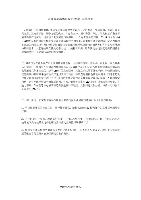室外篮球场体育场馆照明灯具哪种好