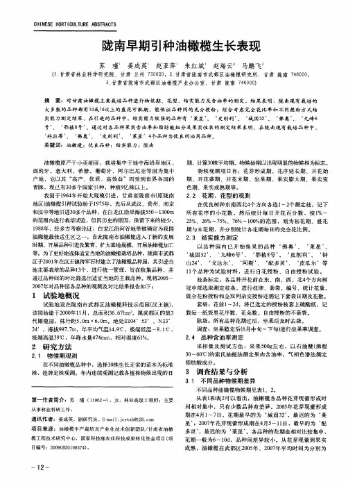 陇南早期引种油橄榄生长表现
