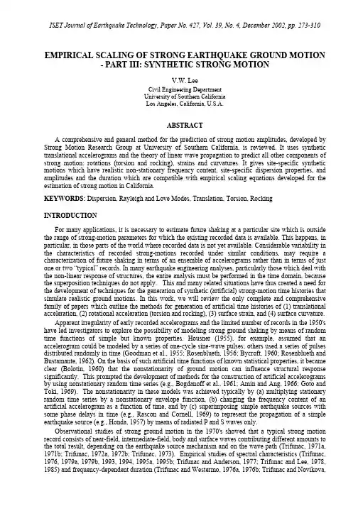 EMPIRICAL SCALING OF STRONG EARTHQUAKE GROUND MOTION part3