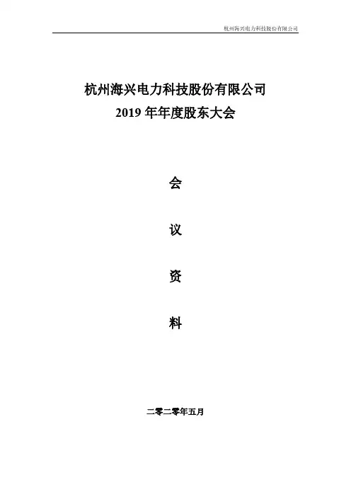 海兴电力：2019年年度股东大会会议资料