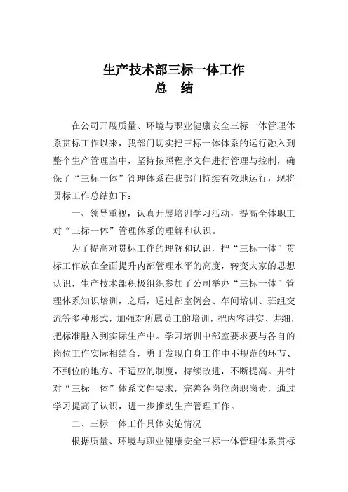 三标一体工作总结 2