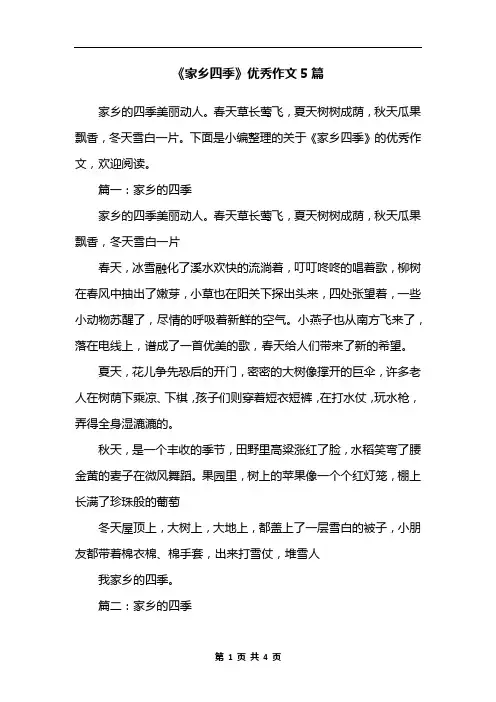 《家乡四季》优秀作文5篇