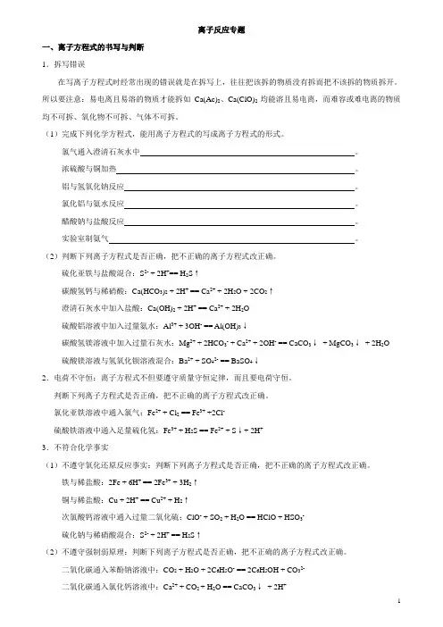 高三一轮复习专题 离子反应
