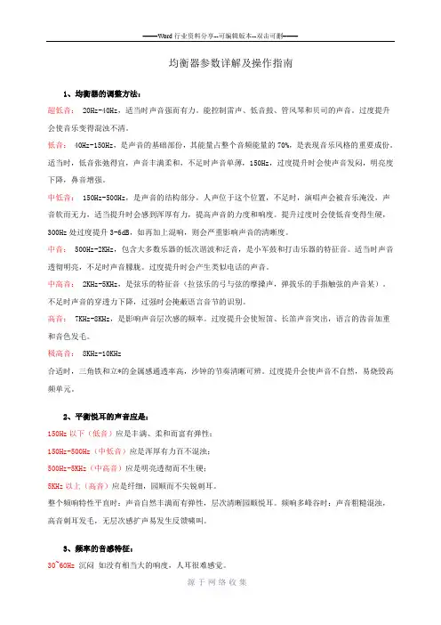 均衡器参数详解及操作指南