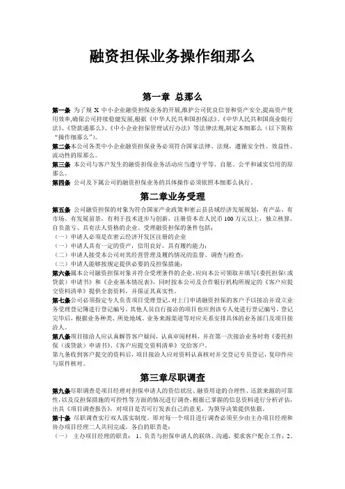 融资担保业务操作细则