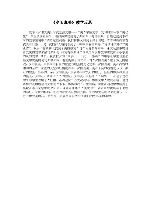 《夕阳真美》教学反思