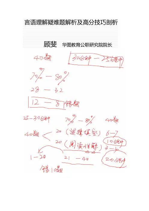 2015国考言语理解疑难题解析及高分技巧剖析-顾斐