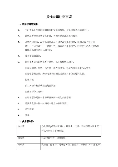 报销发票注意事项